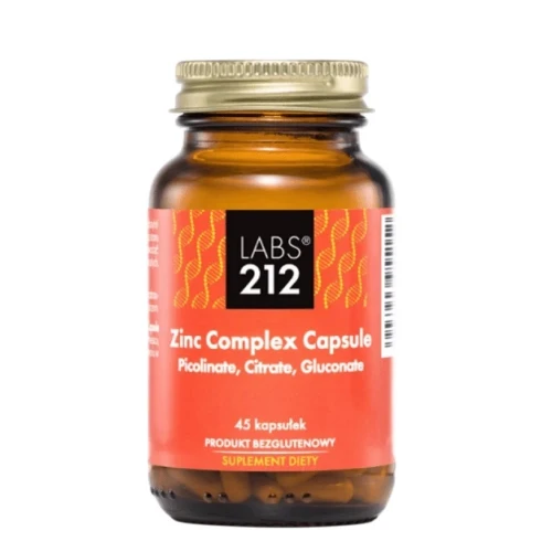 Labs212 Zinc Complex Capsule, 45 kapsułek - Suplement diety z trzema formami cynku: glukonian, pikolinian i cytrynian