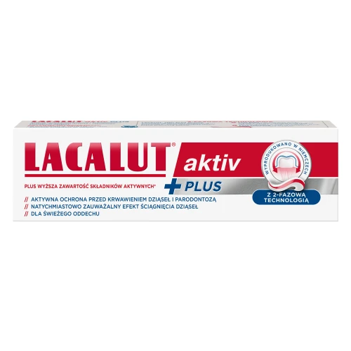 Lacalut Aktiv Plus Pasta do zębów, 75 ml - Wzmocnione dziąsła i ochrona przed parodontozą