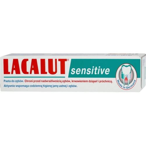 Lacalut Sensitive Pasta do zębów, 75 ml - Chroni przed nadwrażliwością zębów, krwawieniem dziąseł i próchnicą
