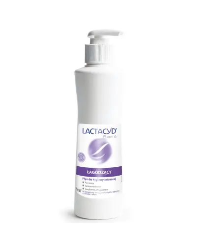 Lactacyd Pharma Łagodzący Płyn do higieny intymnej, 250 ml  - Zawiera naturalny kwas mlekowy i pH 3,5, przywraca naturalną równowagę okolic intymnych
