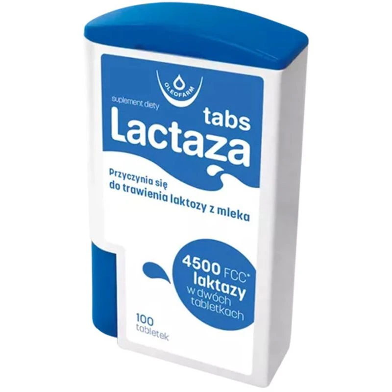 Lactaza Tabs - enzym laktaza, 100 tabletek - Przyczynia się do trawienia laktozy z mleka