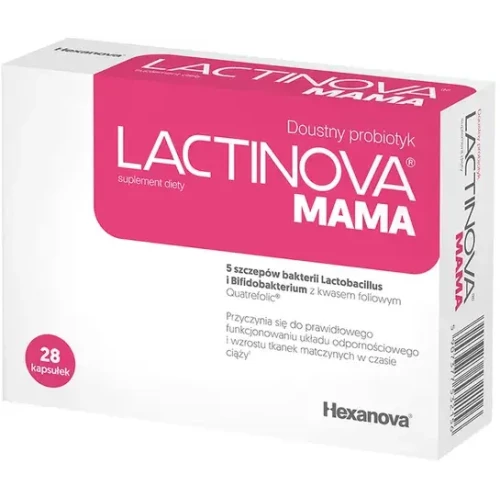 Lactinova Mama, 28 kapsułek - Żywe kultury dwóch gatunków bakterii kwasu mlekowego z kwasem foliowym