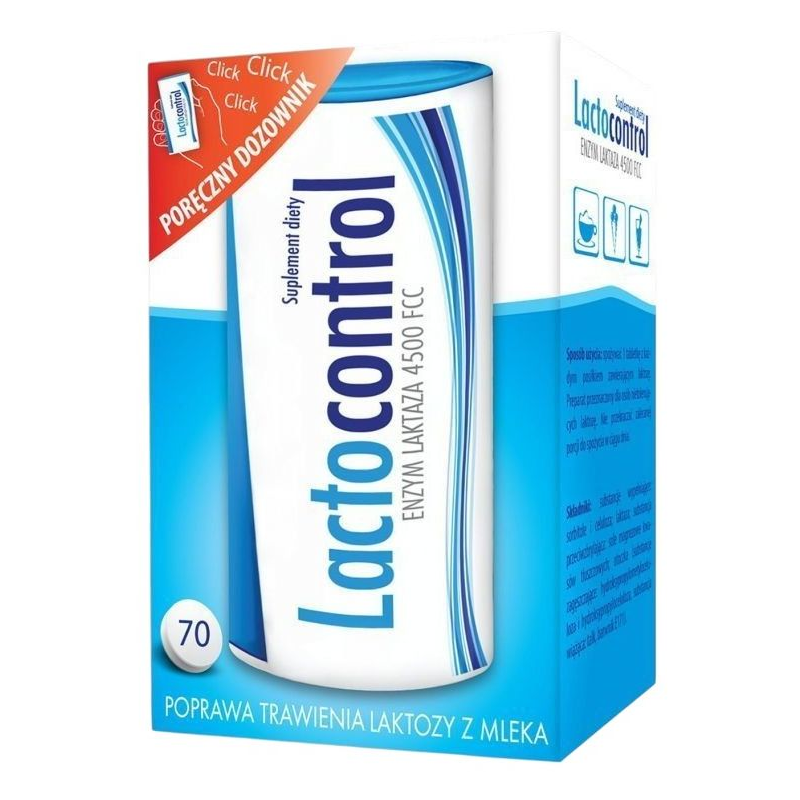 Lactocontrol, 70 tabletek - Z enzymem laktaza dla osób nieprawidłowo trawiących mleko