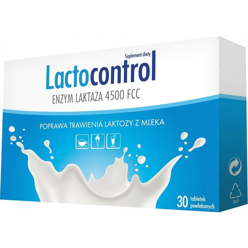 Lactocontrol, 30 tabletek - Z enzymem laktaza dla osób z nietolerancją pokarmową, polegającą na nieprawidłowym trawieniu mleka