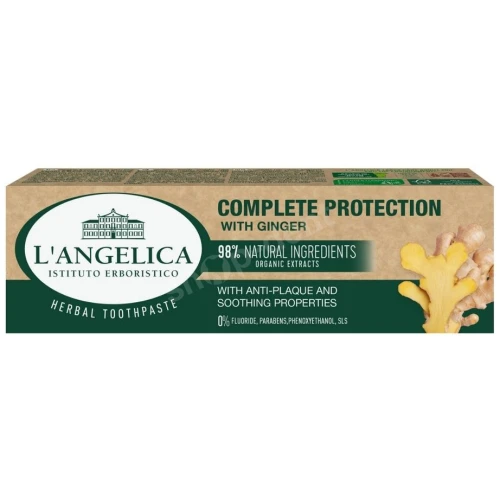 L'Angelica Pełna Ochrona z Imbirem Pasta do zębów, 75 ml - Dla ochrony przed próchnicą i zdrowia dziąseł