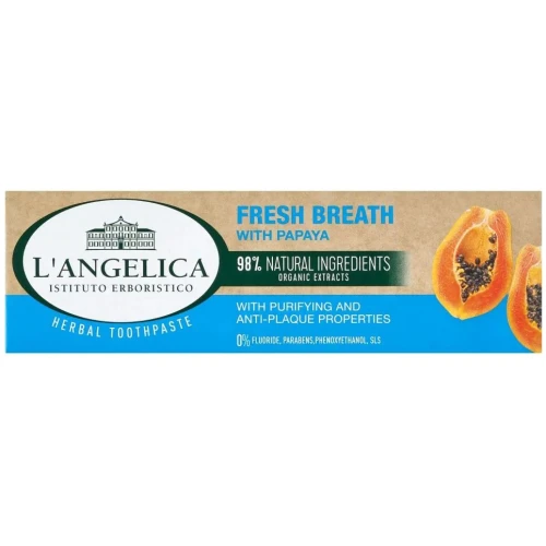 L'Angelica Świeży Oddech z Papają Pasta do zębów, 75 ml - Długotrwała świeżość oddechu