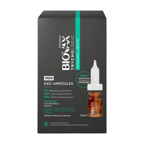 L'biotica Biovax Trychologic Exo-Ampoules Wypadanie i gęstość Kuracja dla mężczyzn 7 x 5 ml - Redukcja wypadania włosów i zwiększenie gęstości