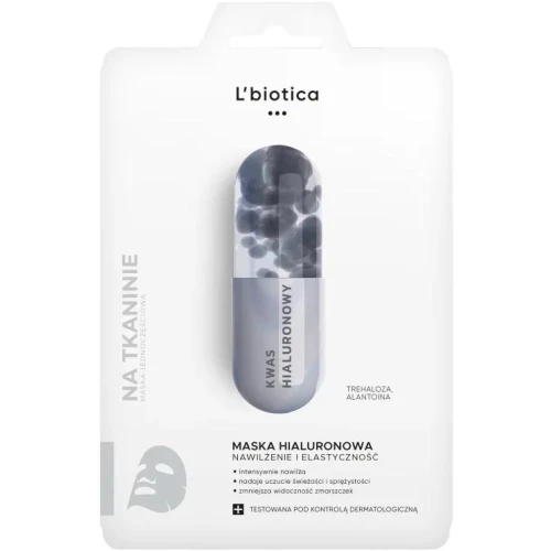 L'biotica Home Spa Maska hialuronowa na tkaninie, 23 ml - W postaci tkaniny silnie nasączonej serum z kwasem hialuronowym