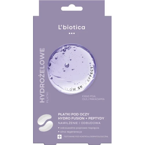 L'biotica  Hydro Fusion + Peptydy, hydrożelowe płatki pod oczy, 2 sztuki - Poprawa napięcia i wygładzenie okolic oczu