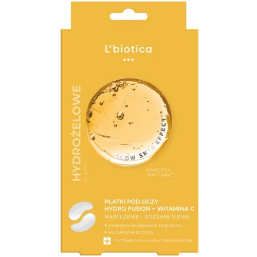 L'biotica Hydrożelowe płatki pod oczy z witaminą C, 2 sztuki  - Wygładzają, nawilżają i widocznie rozświetlają skórę wokół oczu