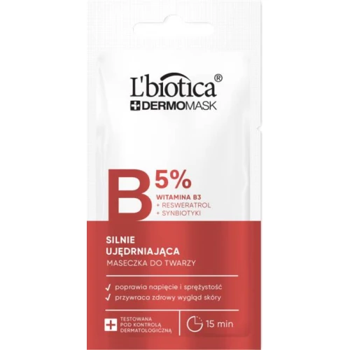 L'biotica Dermomask Silnie ujędrniająca maseczka do twarzy z witaminą B3, 8 ml - Wspomaga regenerację komórek i wzmacnia barierę ochronną skóry