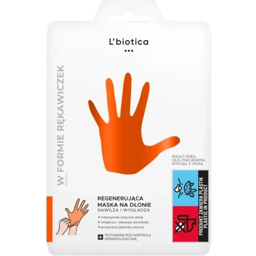 L'Biotica Maska regenerująca na dłonie, rękawiczki, 1 para - Maseczka na zniszczone i przesuszone dłonie