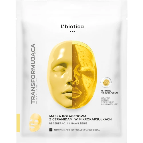 L'Biotica Maska Transformująca Kolagenowa z Ceramidami w mikrokapsułkach, 1 sztuka - Intensywna regeneracja i wzmocnienie bariery skóry