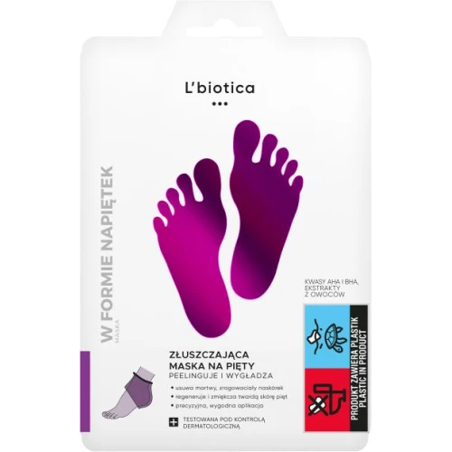 L'Biotica Maska złuszczająca na pięty, 1 para - Złuszczające napiętki na zrogowaciały naskórek