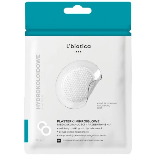 L'Biotica Plasterki Mikroigłowe na niedoskonałości i przebarwienia, 18 sztuk - Punktowa redukcja krostek, śladów potrądzikowych i zaczerwienień