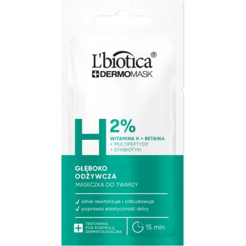 L'biotica Dermomask Głęboko odżywcza maseczka do twarzy z witaminą H, 8 ml - Silnie rewitalizuje i odbudowuje