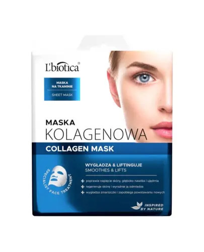 L'Biotica Maska kolagenowa, 23 ml - Maska nasączona serum z wysoką zawartością kolagenu wegańskiego