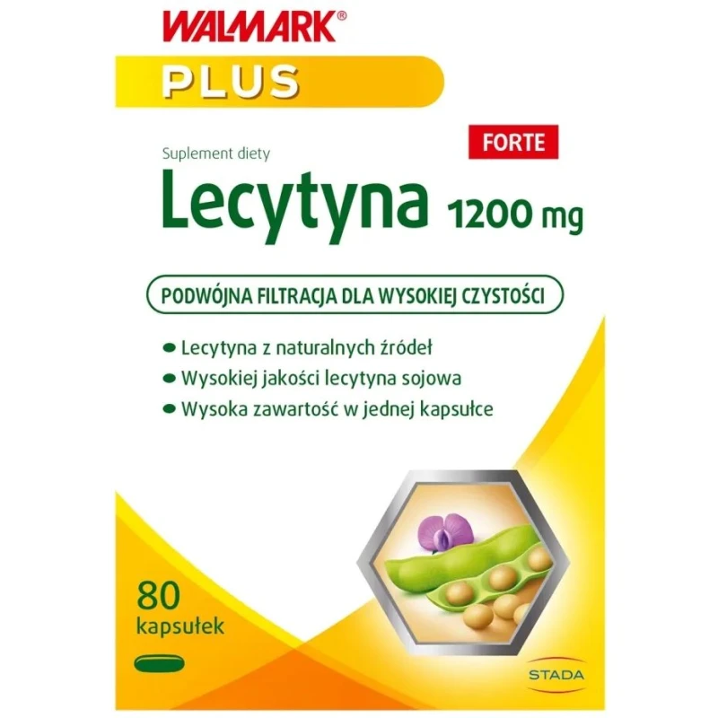 Lecytyna Forte 1200 mg, 80 kapsułek - Naturalna lecytyna sojowa i źródło kwasu linolowego