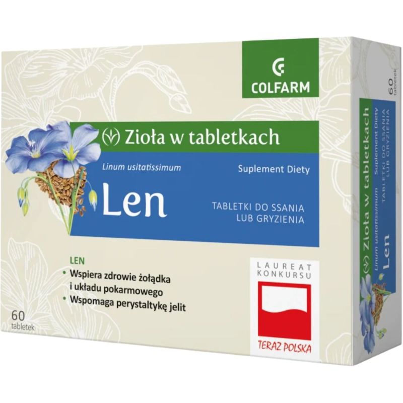 Colfarm Len, 60 tabletek  - Wspomaga pracę żołądka oraz układu pokarmowego