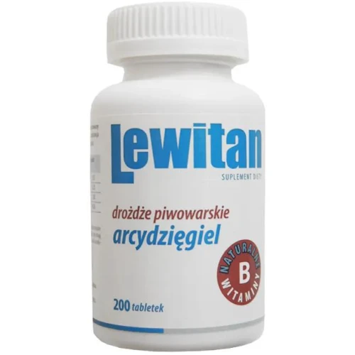 Lewitan Drożdże piwowarskie z arcydzięglem, 200 tabletek - Naturalne witaminy, łatwo przyswajalne przez organizm