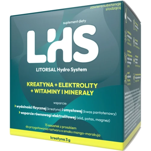 LHS Litorsal Hydro System o smaku mango-marakuja, 15 saszetek - Elektrolity wzbogacone o kreatynę, witaminy i minerały