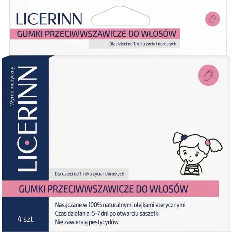 Licerinn Gumki do włosów przeciw wszom, 4 sztuki - Profilaktyka wszawicy dla dzieci od 1. roku życia oraz dla osób dorosłych