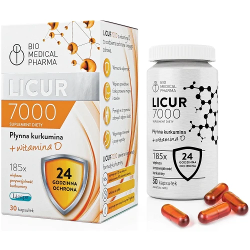Bio Medical Pharma Licur 7000 z Witaminą D, 30 kapsułek - Z micelarną kurkuminą i witaminą D