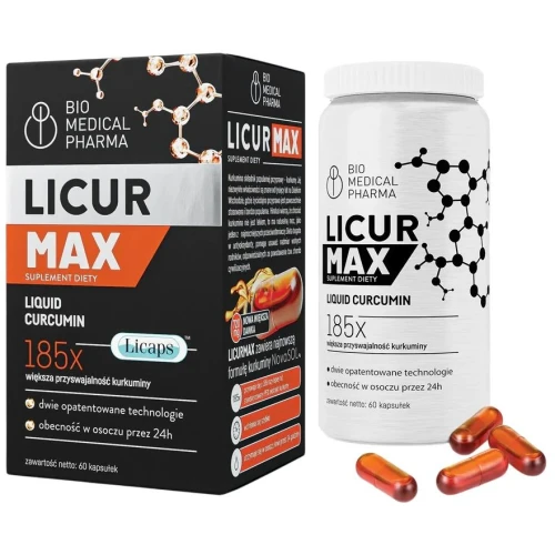Bio Medical Pharma Licur Max, 60 kapsułek - Z micelarną formą kurkuminy dla osób dbająch o komfort stawów i mięśni