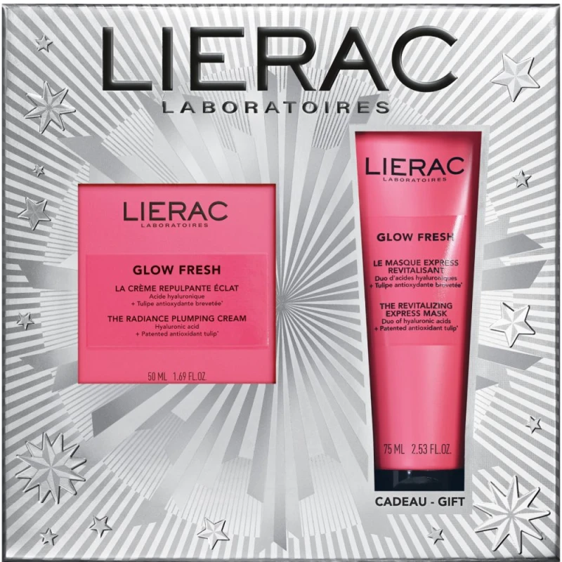 Lierac Glow Fresh Zestaw - nawilżająco-rozświetlający krem, 50 ml + ekspresowa maska rewitalizująca, 75 ml - Intensywne nawilżenie, wygładzenie i rozświetlenie skóry