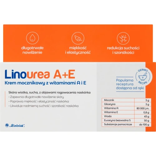 Linourea A+E, krem mocznikowy z witaminami A i E, 50 g - Do intensywnej pielęgnacji skóry suchej