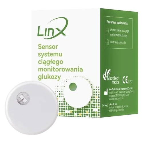 Linx Sensor systemu ciągłego monitorowania glukozy, 1 sztuka - Nowoczesny system ciągłego monitorowania glukozy bez nakłuwania opuszek palców