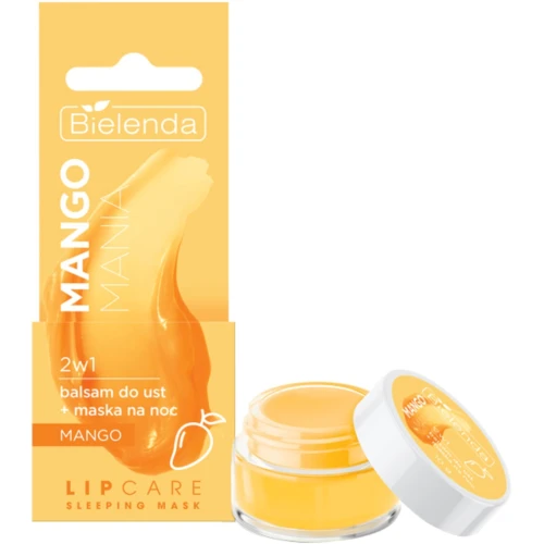 Bielenda Lip Care Sleeping Mask Mango Mania 2w1 Balsam do ust + Maska na noc, 10 g - Intensywna regeneracja, ochrona i nawilżenie