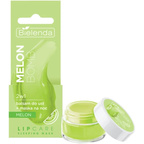 Bielenda Lip Care Sleeping Mask Melon Bomb 2w1 Balsam do ust + Maska na noc, 10 g - Intensywne nawilżenie, regeneracja i ochrona ust