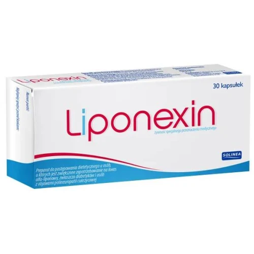Liponexin, 30 kapsułek - Do postępowania dietetycznego u osób z zaburzeniami przewodnictwa nerwowego