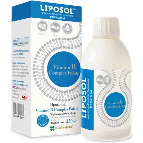 Liposol™ Witamina B Complex Folate 100%, 250 ml - Pełen zestaw witamin z grupy B w formie liposomalnej