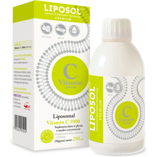 Liposol™ Liposomalna Witamina C 1000 (Buforowana) smak cytrynowy, 250 ml - Wysoka dawka witaminy C
