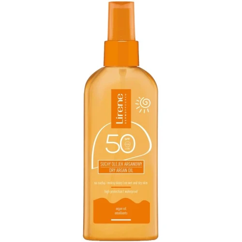 Lirene Sun Suchy olejek arganowy SPF 50, 150 ml - Wysoka ochrona UVA/UVB i aksamitna, złocista opalenizna