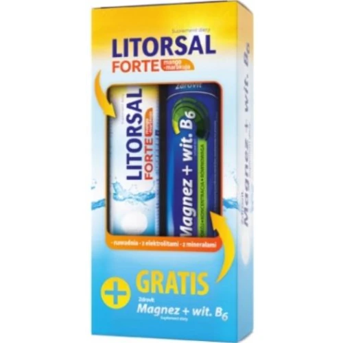 Zdrovit Litorsal Forte mango-marakuja + MgB6, 2 x 24 tabletki musujące - Zestaw z elektrolitami i magnezem