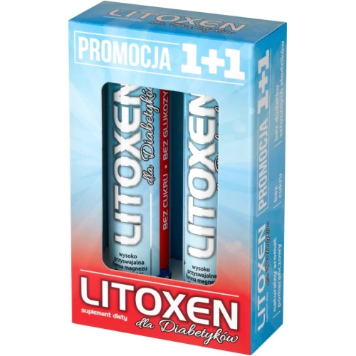 Litoxen dla Diabetyków, 2 x 20 tabletek musujących - Elektrolity bez cukru z magnezem i witaminą C