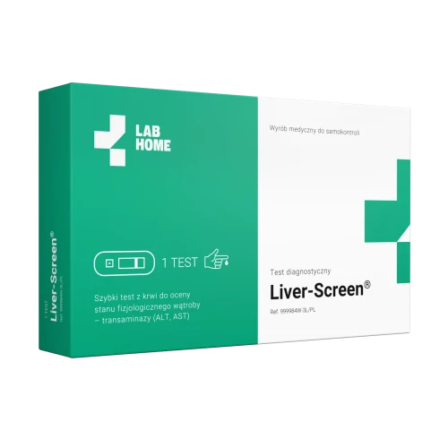 Liver-Screen Test na wątrobę, 1 sztuka - Szybki test z krwi do badania poziomu enzymów wątroby ALT i AST