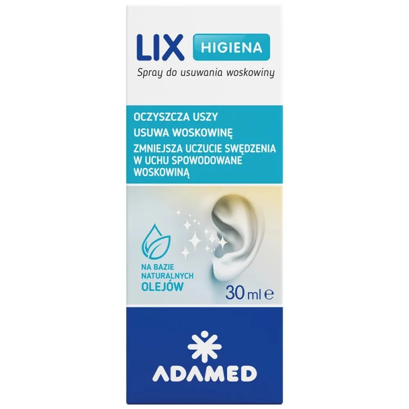 Lix Higiena, spray do uszu, 30 ml - Zmiękcza woskowinę u dzieci powyżej 2. roku życia i dorosłych