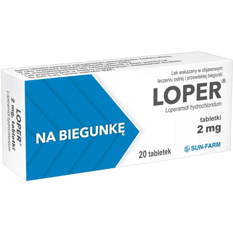 Loper 2 mg, 20 tabletek - Lek na biegunkę