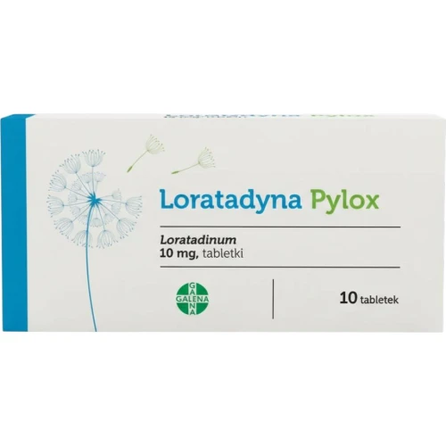 Loratadyna Pylox, 10mg, 10 tabletek - Na alergiczny nieżyt nosa, łagodzi uciążliwe objawy alergii