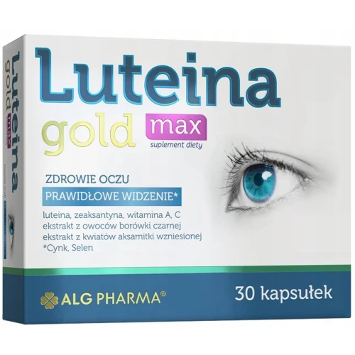 Alg Pharma Luteina Gold Max, 30 kapsułek - Wsparcie wzroku z wysoką dawką luteiny, borówką czarną i cynkiem
