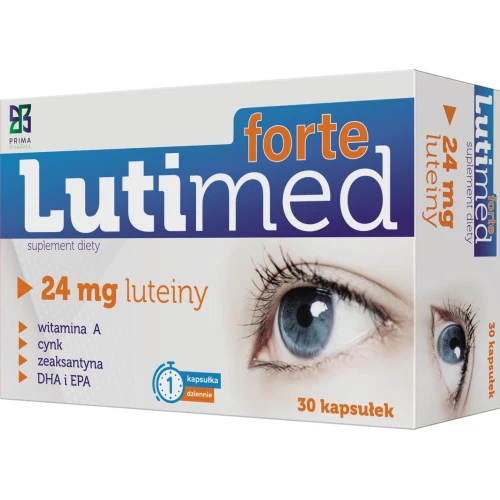 Lutimed Forte, 30 kapsułek - luteina 24 mg, witaminy i kwasy Omega 3, wsparcie wzroku