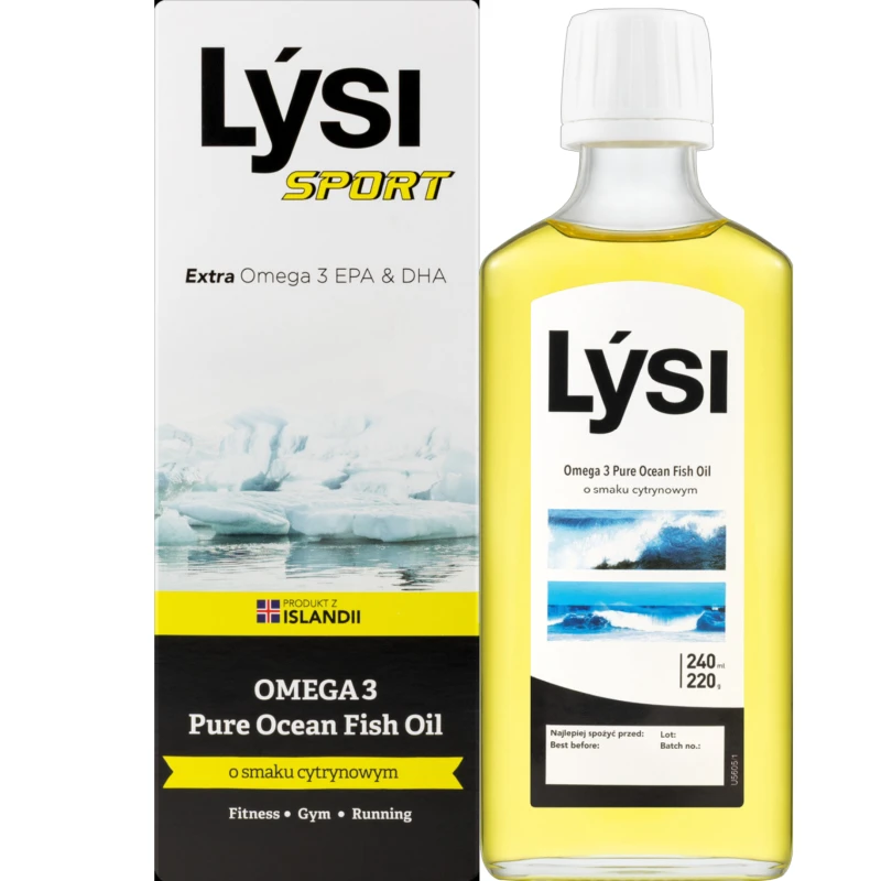 Lysi Sport Omega 3 Pure Ocean Fish Oil, 240 ml - Omega-3 w płynie o smaku cytrynowym