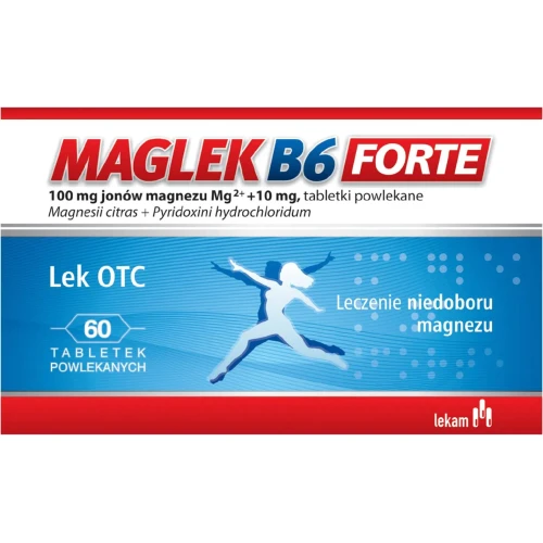 Maglek B6 Forte, 60 tabletek  - Tabletki na niedobory magnezu i witaminy B6