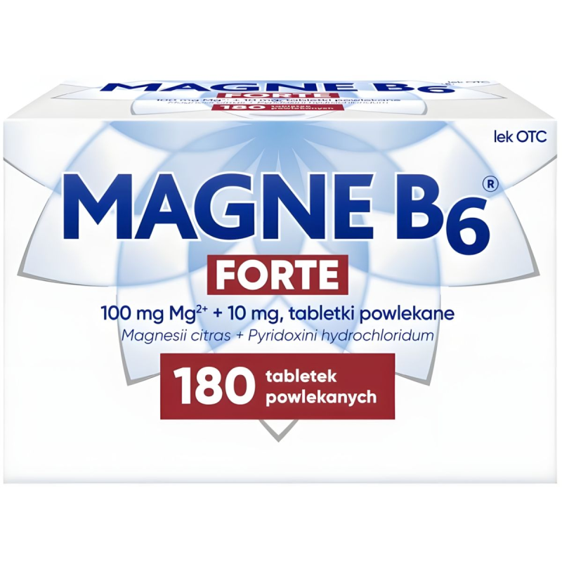 Magne B6 Forte, 180 tabletek powlekanych - Uzupełnienie niedoborów magnezu i/lub witaminy B6