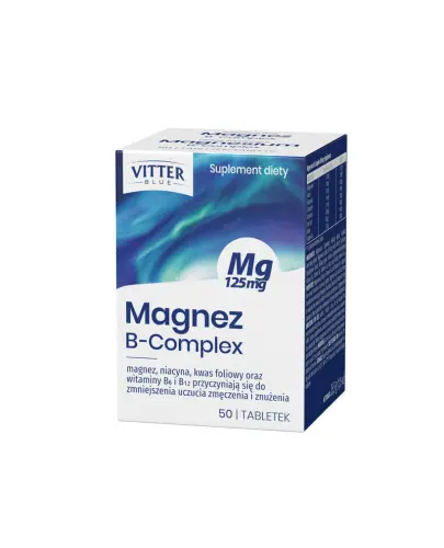 Vitter Blue Magnez B-Complex, 50 tabletek - Ze składnikami, które wspomagają układ nerwowy