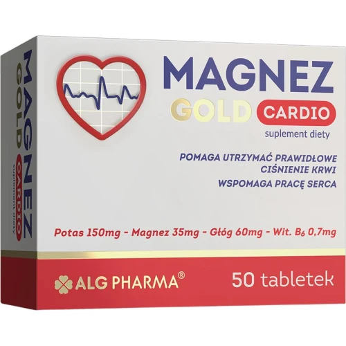Magnez Gold Cardio, 50 tabletek - Z cytrynianem magnezu, potasem i wyciągiem z głogu, który ma pozytywny wpływ na wydajność układu krążenia, pracę serca